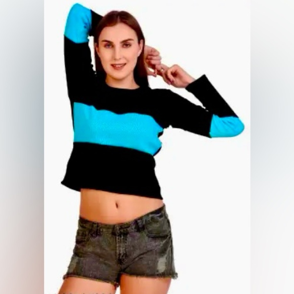 2💎’s/$22~Aeropostale Women's Cropped Colorblock Boxy Knit Sweater~Small